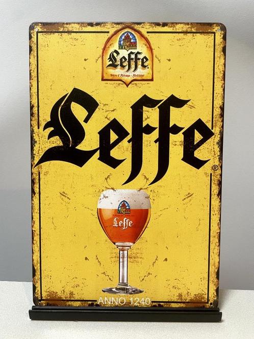 Leffe bier metalen reclamebord (Old Look), Verzamelen, Biermerken, Nieuw, Reclamebord, Plaat of Schild, Overige merken, Ophalen of Verzenden