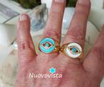Mooie RVS Magic Ring in Wit of Turquoise / Gold., Sieraden, Tassen en Uiterlijk, Ringen, Nieuw, Met strass, Goud, 17 tot 18