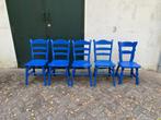 Eiken stoelen | blauw | jaren '60, Huis en Inrichting, Stoelen, Ophalen, ;, Gebruikt, Blauw