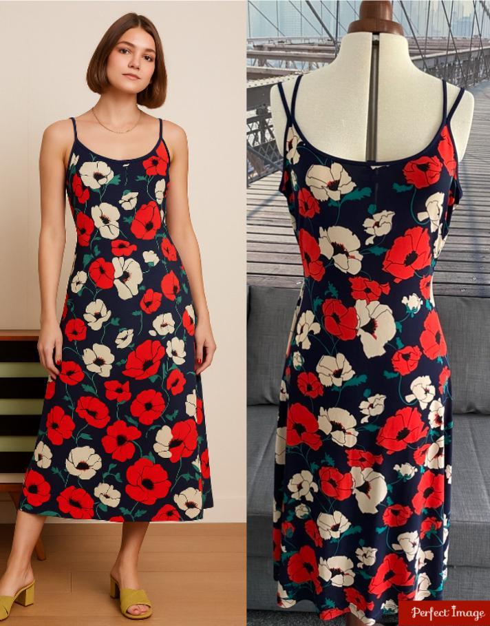 King Louie retro klaprozen Jurk - L🌹nieuwstaat, Kleding | Dames, Jurken, Zo goed als nieuw, Maat 42/44 (L), Overige kleuren, Knielengte