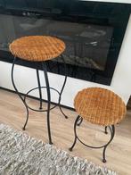 Rotan bijzettafeltjes set 2 stuks., Huis en Inrichting, Minder dan 55 cm, Rond, Zo goed als nieuw, Ophalen