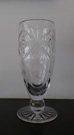 Antiek kristal geslepen glas grote vaas op voet, Ophalen of Verzenden