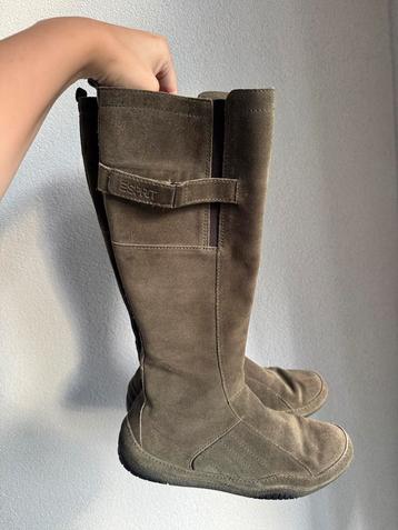 Vintage Y2K khaki groene echt suede hoge laarzen beschikbaar voor biedingen