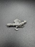 Vintage Vogel Broche - Trombone Sluiting, Sieraden, Tassen en Uiterlijk, Broches, Ophalen of Verzenden, Gebruikt, 4 tot 7 cm, Zilver