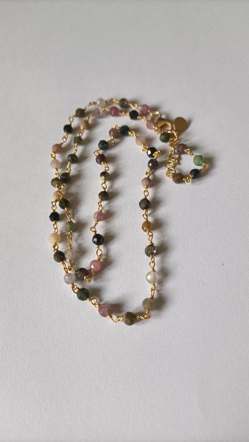 Fraaie zilver vergulde ketting met  Multi Toermalijn, Sieraden, Tassen en Uiterlijk, Kettingen, Nieuw, Zilver, Goud, Met edelsteen