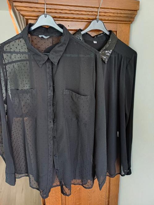 2 zwarte blousjes doorschijnend maat 44, Kleding | Dames, Blouses en Tunieken, Zo goed als nieuw, Maat 42/44 (L), Zwart, Ophalen of Verzenden
