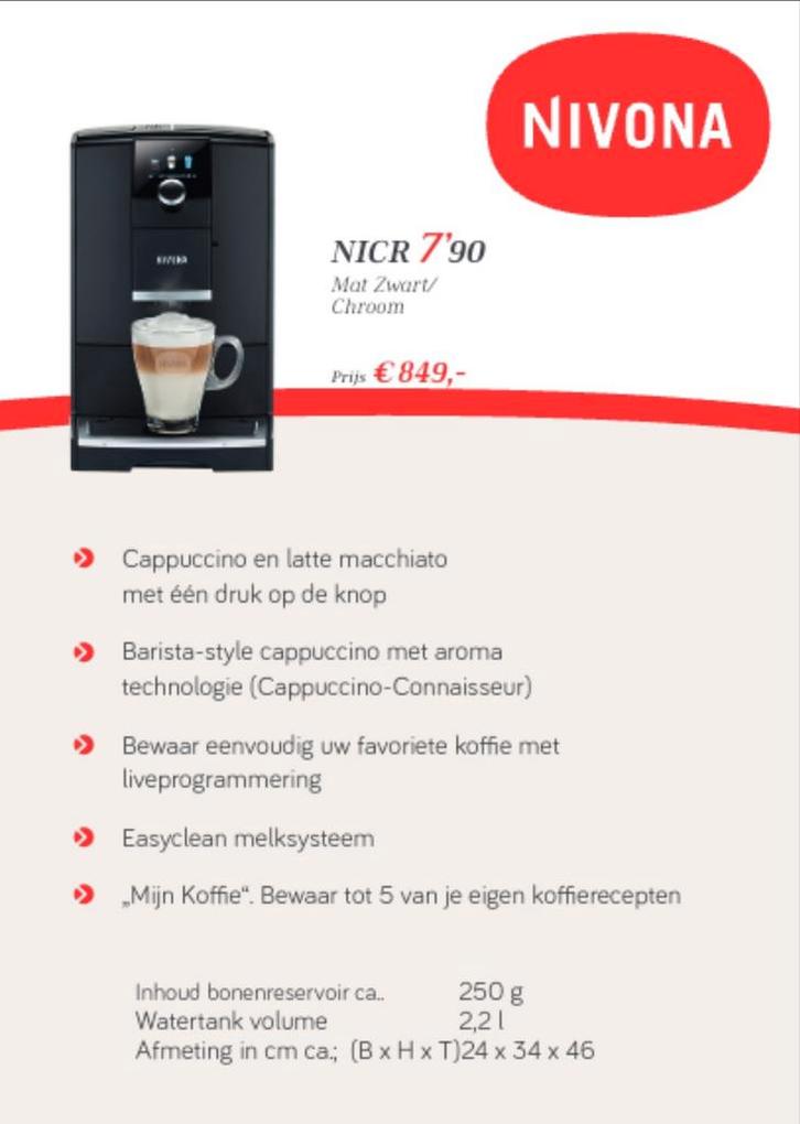 Nivona koffiemachines. Gratis proefpakket 3kg koffie!!, Witgoed en Apparatuur, Koffiezetapparaten, Nieuw, Koffiemachine, Ophalen of Verzenden