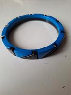 Vintage blauw/zwarte plastic armband, Ophalen of Verzenden, Gebruikt, Blauw, Kunststof of Plastic
