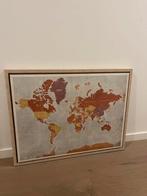 Wereldkaart canvas schilderij, Ophalen, 50 tot 75 cm, Zo goed als nieuw, Schilderij