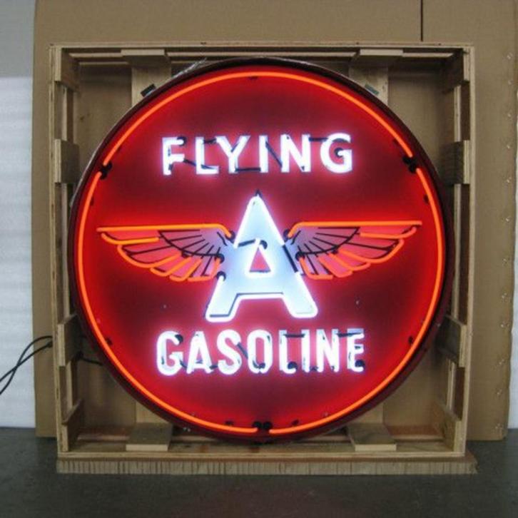 Flying gasoline neon & veel andere USA garage showroom neons, Verzamelen, Merken en Reclamevoorwerpen, Nieuw, Lichtbak of (neon) lamp
