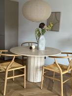 Vintage Travertin ronde eettafel, Ophalen, Rond, 50 tot 100 cm, 100 tot 150 cm