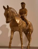 Paard.  Jockey on racehorse. Messing.  Ca 1930.   15.5 cm., Ophalen