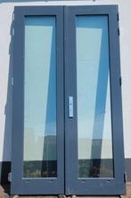 Mooie set hardhouten openslaande tuindeuren, zonder kozijn, Ophalen, Gebruikt, Buitendeur, Glas