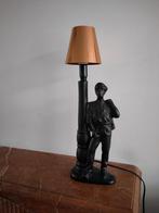 Vintage Tafellamp keramiek mat zwart - man bij lantaarn, Ophalen of Verzenden