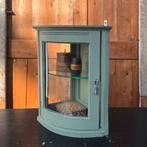 Vitrine kast groen sier hoek kastje pronk brocante 52 cm, Huis en Inrichting, Ophalen, Minder dan 50 cm, Eikenhout, Brocante landelijk