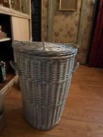 Zilver rieten wasmand, Ophalen, Gebruikt, Rond, Riet
