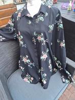 Zwarte blouse met bloemen, Ophalen of Verzenden, Zo goed als nieuw, Maat 46/48 (XL) of groter, Zwart