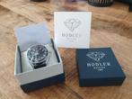 NIEUW! herenhorloge hodler lugno, Sieraden, Tassen en Uiterlijk, Horloges | Heren, Overige merken, Leer, Staal, Polshorloge