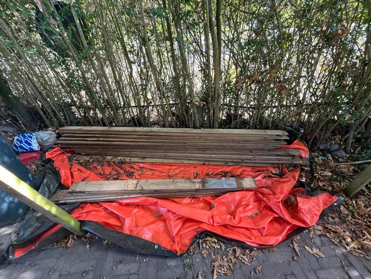 Houten Rabatdelen & Planken - Gewolmaniseerd, Tuin en Terras, Palen, Balken en Planken, Gebruikt, Ophalen of Verzenden