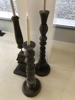 Grote robuuste bruin vergrijsde kandelaar(s) Landelijk wonen, Bruin, Verzenden, Zo goed als nieuw, 75 cm of meer