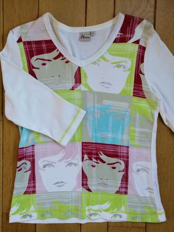 Miss Etam t- shirt wit met gezichten maat M beschikbaar voor biedingen
