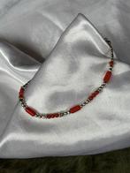 Zilveren armband met koraal, Sieraden, Tassen en Uiterlijk, Armbanden, Ophalen of Verzenden, Zo goed als nieuw, Met bedels of kralen