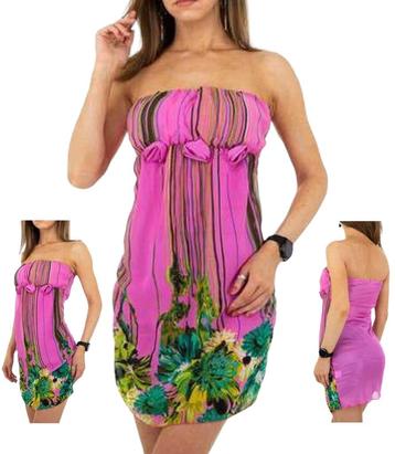 Metrofive offshoulder jurk voor over badkleding roze S/M 36/