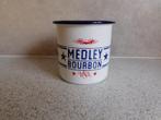 Emaille Mok 8x7 cm. "Medley Bourbon" Wit, Huis en Inrichting, Keuken | Servies, Overige materialen, Ophalen of Verzenden, Zo goed als nieuw