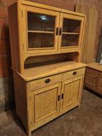 Oud Grenen Buffetkast met Glas, Gebruikt, 100 tot 150 cm, Glas, Ophalen of Verzenden