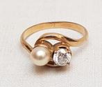 Ring antiek bypass parel briljant juweel goud., Sieraden, Tassen en Uiterlijk, Antieke sieraden, Ophalen of Verzenden, Goud, Ring