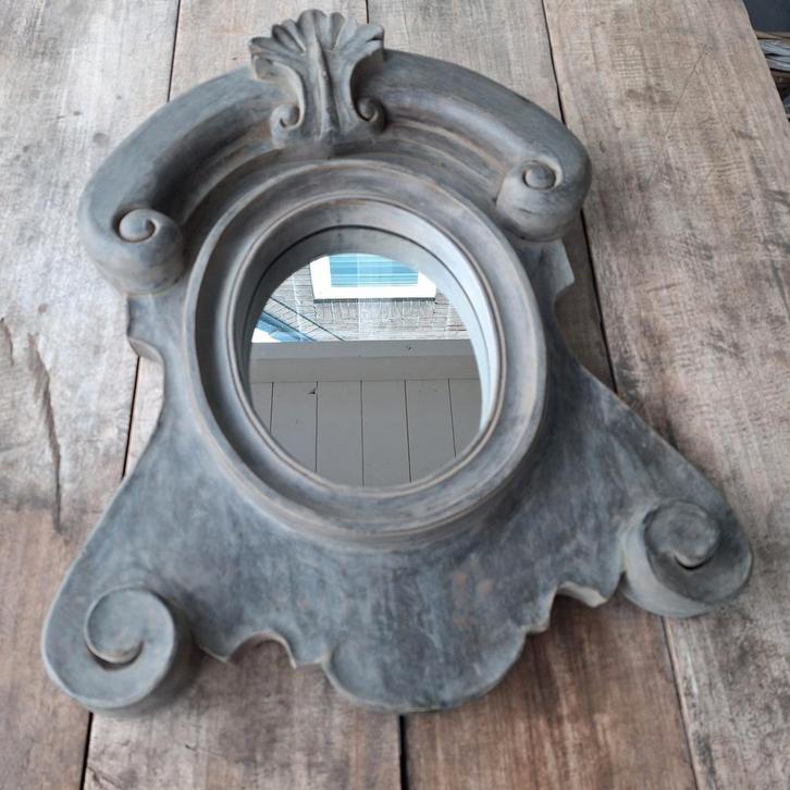 Ossenoog-spiegel grijs, Antiek en Kunst, Antiek | Spiegels, Rechthoekig, Ophalen