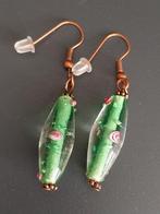 Groene Lampwork Oorbellen #38055, Sieraden, Tassen en Uiterlijk, Oorbellen, Hangers, Verzenden, Nieuw, Glas