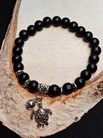 armband zwarte natuurstenen kralen geluks turtle, Sieraden, Tassen en Uiterlijk, Armbanden, Overige materialen, Zwart, Nieuw, Ophalen of Verzenden