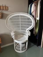 Witte pauwstoel van rotan – 147 cm hoog, boho eyecatcher, Ophalen, Gebruikt, Wit, Boho
