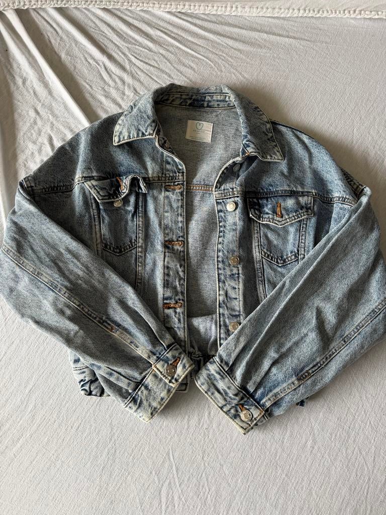 Baggy spijkerjas - valt als XS, Blauw, Ophalen of Verzenden, Jasje, Maat 34 (XS) of kleiner