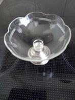 Bonbonniere : bewerkt glas, zilverkleurige voet, Ophalen of Verzenden