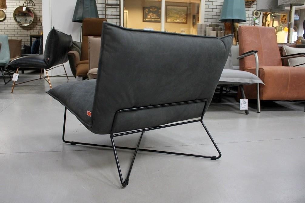 2 x luxe fauteuil EARL Jess Design metaal echt leer zwart, Huis en Inrichting, Fauteuils, Ophalen, 75 tot 100 cm, Zo goed als nieuw