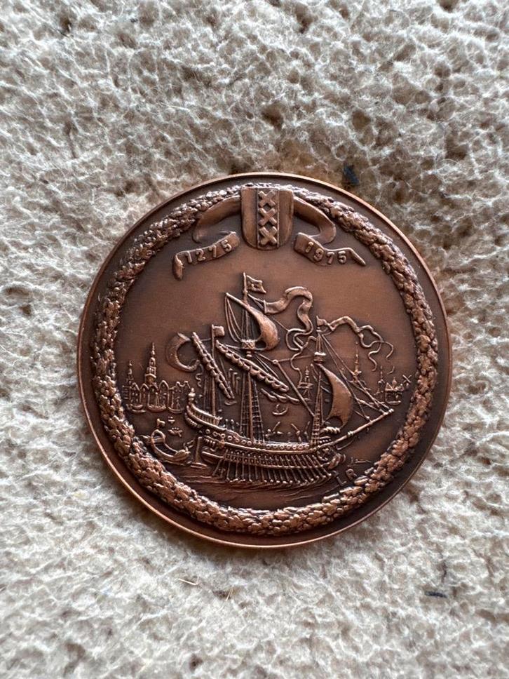 Amsterdam 700 Jaar Stad Bronzen Penning, Postzegels en Munten, Penningen en Medailles, Brons, Nederland, Ophalen of Verzenden