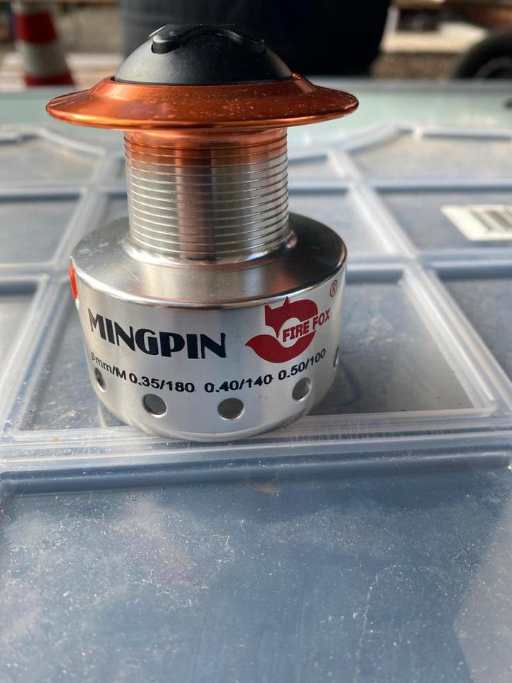 Molen van werphengel - Mingpin Fire Fox, Watersport en Boten, Hengelsport | Karpervissen, Gebruikt, Molen, Ophalen of Verzenden