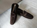 Manfield suède leren instappers maat 45, Loafers, Manfield, Bruin, Verzenden