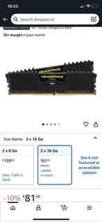 Corsair vengeance 2x16 32gb ram 3200mhz nieuw, Computers en Software, RAM geheugen, 32 GB, DDR4, Ophalen of Verzenden, Zo goed als nieuw