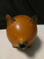 Vintage jaren 70 bruin keramiek spaarvarken, Verzamelen, Ophalen of Verzenden, Gebruikt, Steen, Aardewerk of Keramiek, Dier