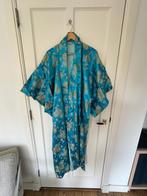 Vintage Japanse kimono XL aqua blauw, Blauw, Maat 46/48 (XL) of groter, Ophalen of Verzenden, Japans