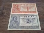 Setje mooie muntbiljetten 1 en 2,5 gulden Juliana, 1949, Ophalen of Verzenden
