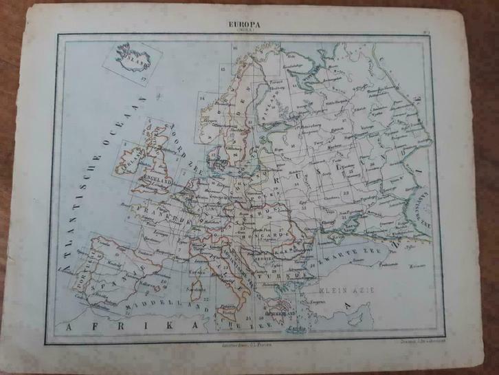 01 / Litho van J. Kuyper uit 1880 van Europa, Antiek en Kunst, Kunst | Litho's en Zeefdrukken, Ophalen of Verzenden