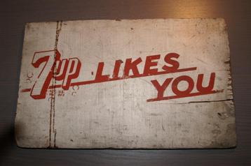 Origineel 7 UP reclamebord uit de dertiger jaren beschikbaar voor biedingen