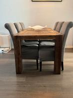 Wat geef jij voor massief acaciahout eettafel+stoelen, Huis en Inrichting, Tafels | Eettafels, Ophalen, 50 tot 100 cm, Zo goed als nieuw