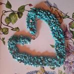Zeer mooie brede halsketting, turquoise,, Ophalen of Verzenden, Zo goed als nieuw, Blauw, Overige materialen