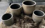 4 bronskleurige potten, Tuin en Terras, Bloempotten, Ophalen, Rond, Aardewerk, Binnen