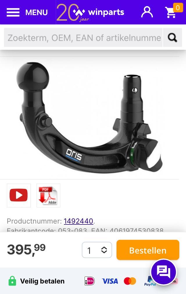 Afneembare Trekhaak Oris 053-083 zonder electra, Auto-onderdelen, Trekhaken, Nieuw, Ophalen